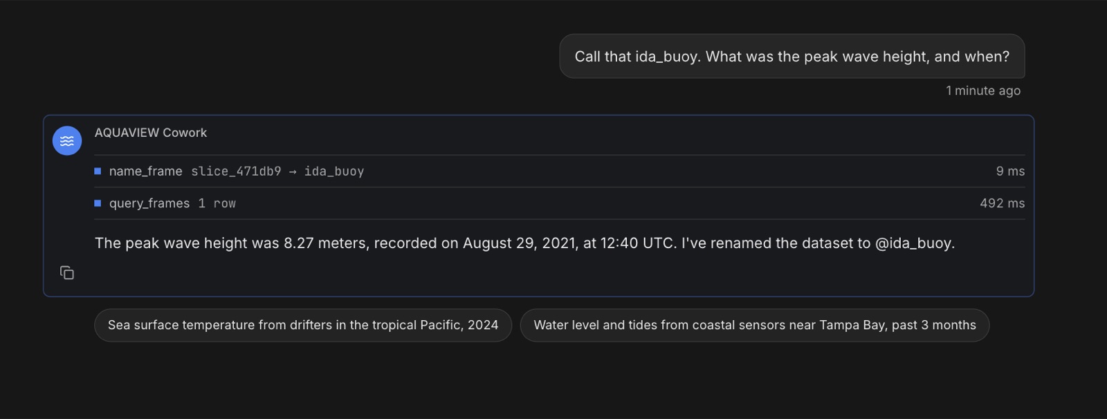 The answer, with the two steps behind it: naming the result, then querying it.